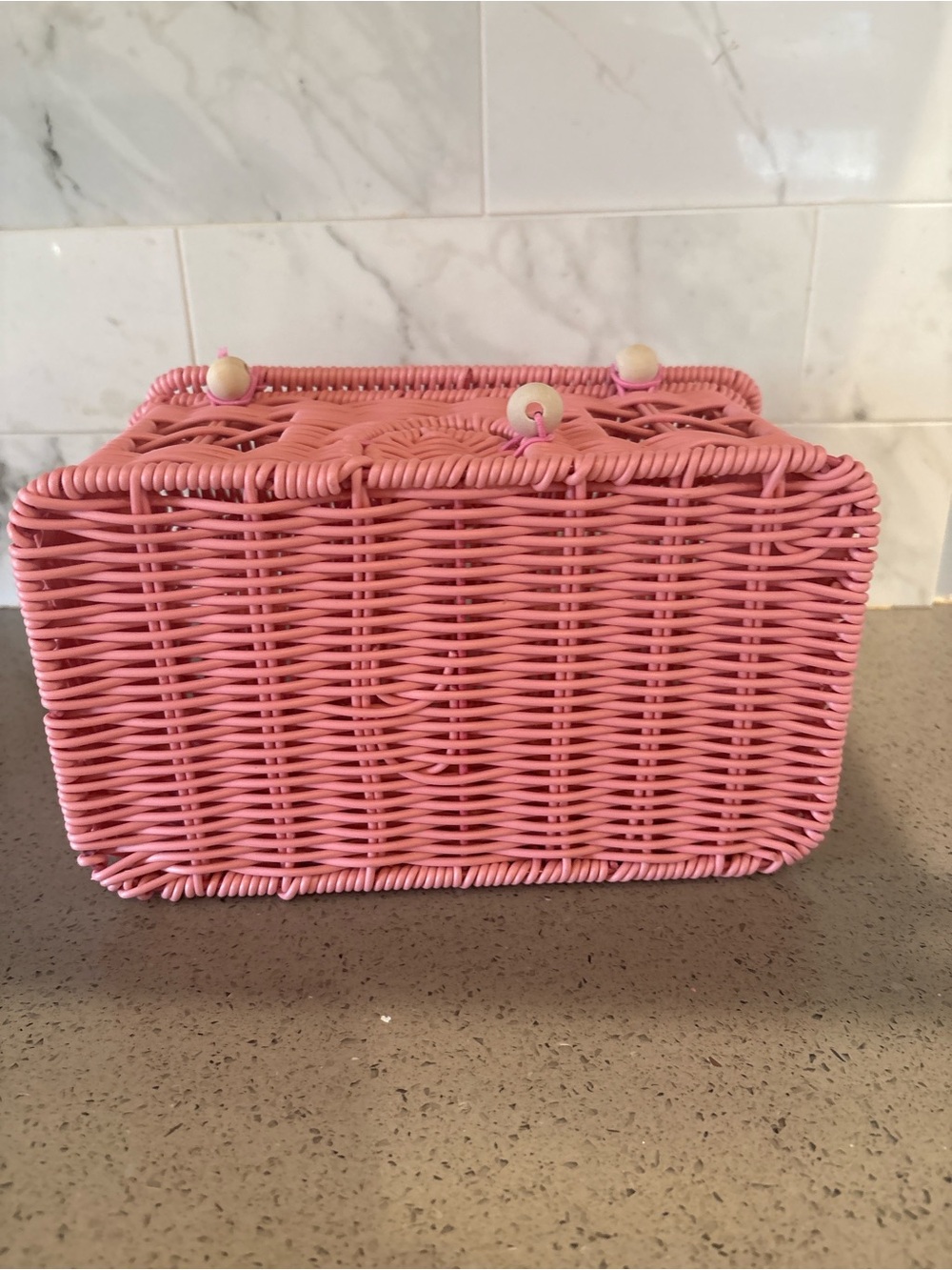 Pink Woven Straw Handbag Tote - Picture 4 of 8